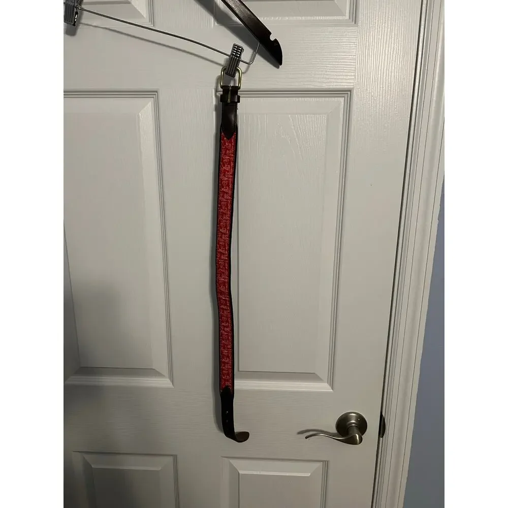 Vineyard Vines Boys Red Belt with Brown Leather Trim – Size 26